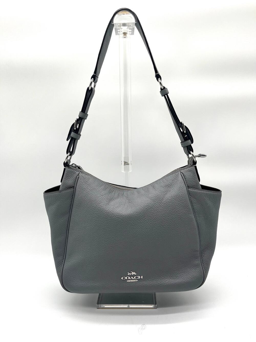 COACH Hobo Rori Pebbled Leather Buckle Shoulder Bag, Gray